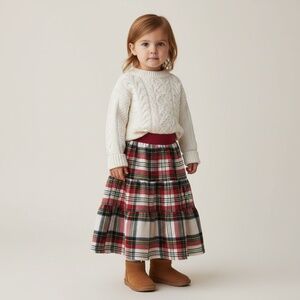 Skirt Flannel Girls 2/3 Maxi Red Plaid Ruffle Tier Cotton Mom and Pop's Kids‎